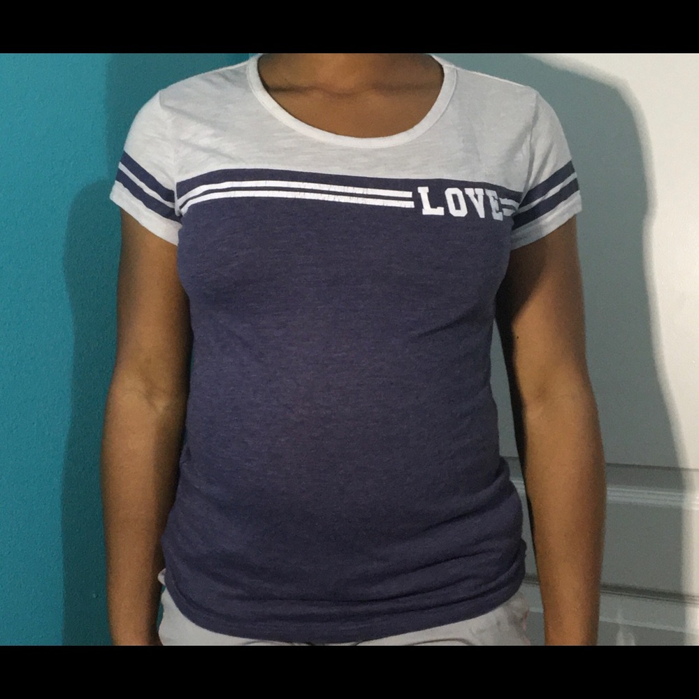 Blue and white love shirt